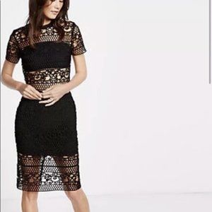 New Express 2 xs BLACK CROCHETED LACE DRESS Cutout
